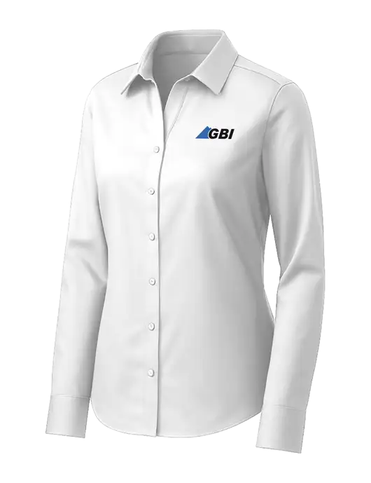 Brooks Brothers Womens White Wrinkle-Free Stretch Pinpoint Shirt w/Great Basin Industrial Logo