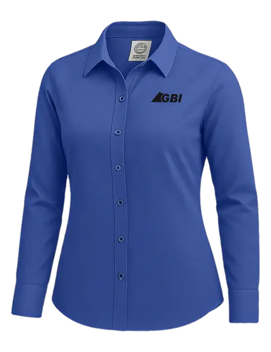 Brooks Brothers Womens Royal Blue Wrinkle-Free Stretch Nailhead Shirt w/Great Basin Industrial Logo