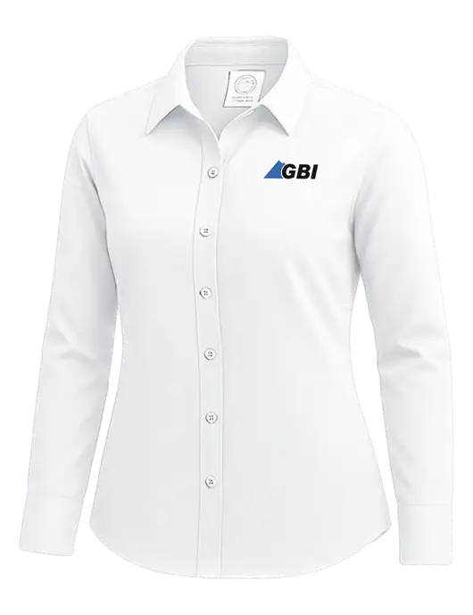 Brooks Brothers Womens White Wrinkle-Free Stretch Nailhead Shirt w/Great Basin Industrial Logo