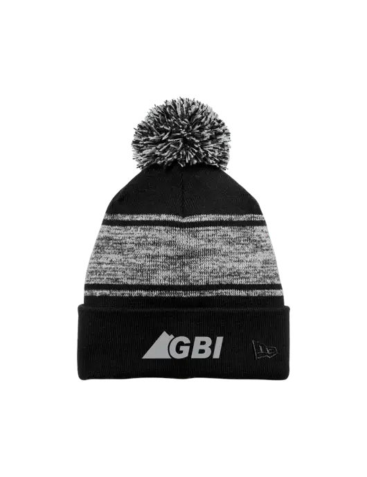 New Era Black/Charcoal Knit Chilled Pom Beanie w/Great Basin Industrial Logo