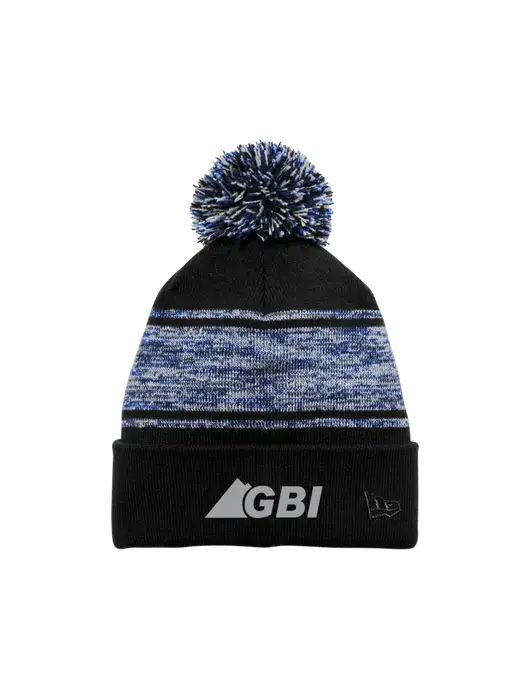New Era Black/Royal Knit Chilled Pom Beanie w/Great Basin Industrial Logo