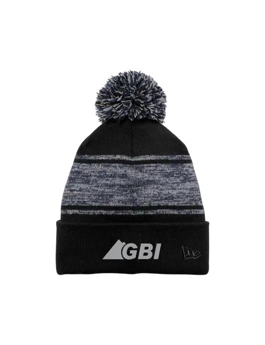 New Era Black/Navy Knit Chilled Pom Beanie w/Great Basin Industrial Logo