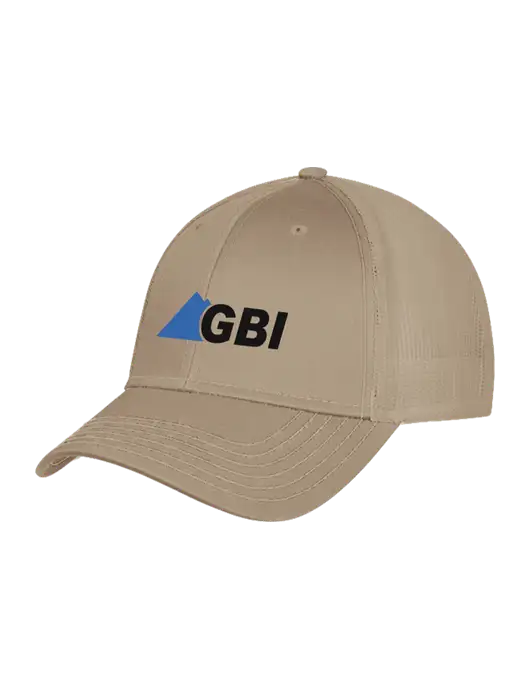Khaki Mesh Trucker Cap Snap Back w/Great Basin Industrial Logo