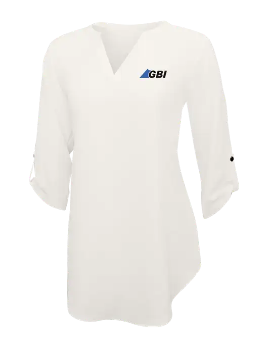 Ivory Womens 3/4 Sleeve Tunic Blouse w/Great Basin Industrial Logo