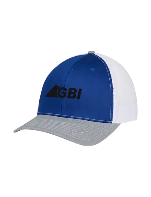 Richardson Adjustable Snapback Original 112 Trucker Cap Royal/HeatherGrey/White Mesh w/Great Basin Industrial Logo