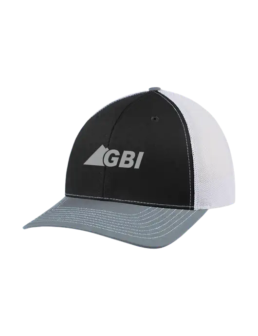 Richardson Adjustable Snapback Original 112 Trucker Cap Black/Light Heather Grey/White Mesh w/Great Basin Industrial Logo