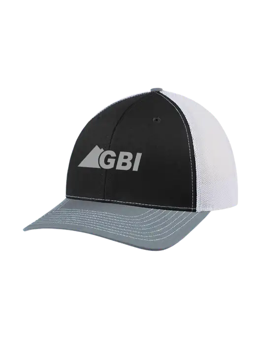 Richardson Adjustable Snapback Original 112 Trucker Cap Black/Light Heather Grey/White Mesh w/Great Basin Industrial Logo