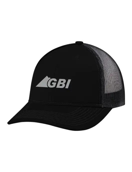 Snapback Ponytail Trucker Cap Black w/Black Mesh w/Great Basin Industrial Logo
