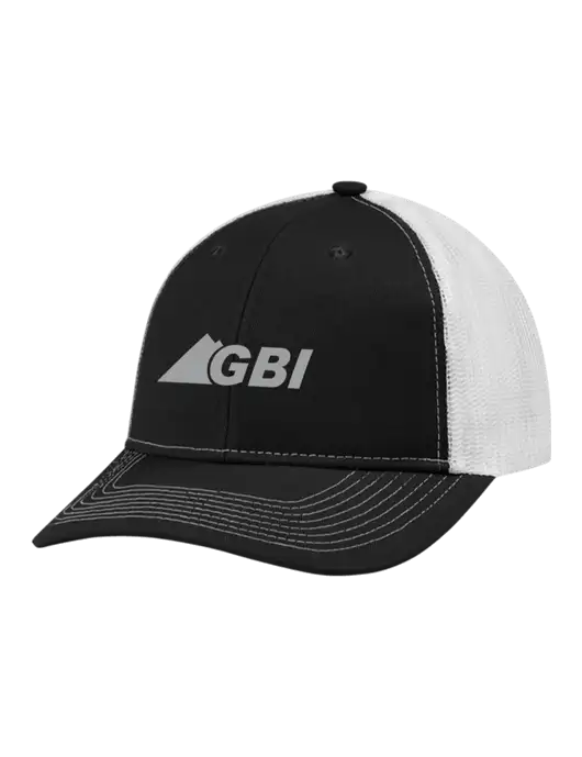 Snapback Ponytail Trucker Cap Black w/White Mesh w/Great Basin Industrial Logo