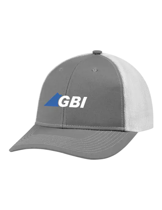 Snapback Ponytail Trucker Cap Light Medium Heather Grey w/White Mesh w/Great Basin Industrial Logo