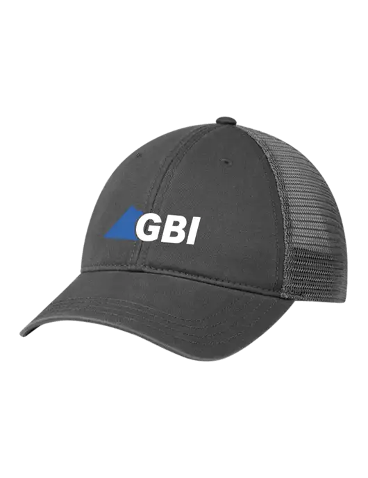 Richardson 111 Garment Washed Trucker Cap Charcoal w/Charcoal Mesh w/Great Basin Industrial Logo