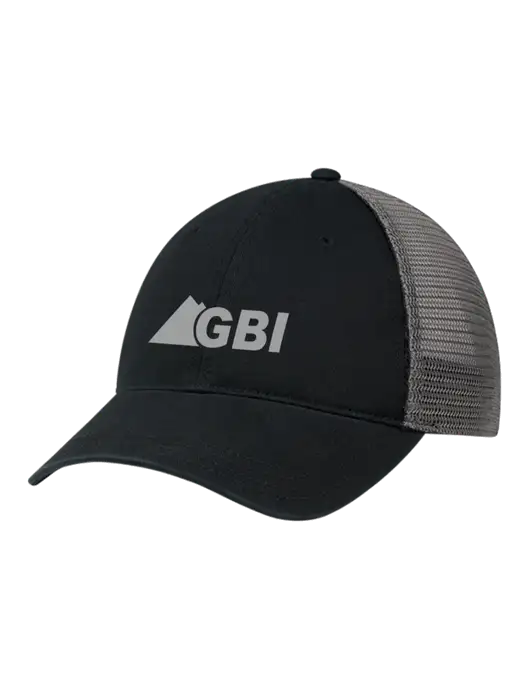 Richardson 111 Garment Washed Trucker Cap Black w/Charcoal Mesh w/Great Basin Industrial Logo