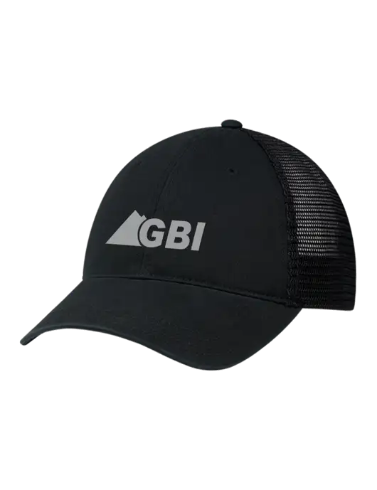Richardson 111 Garment Washed Trucker Cap Black w/Black Mesh w/Great Basin Industrial Logo