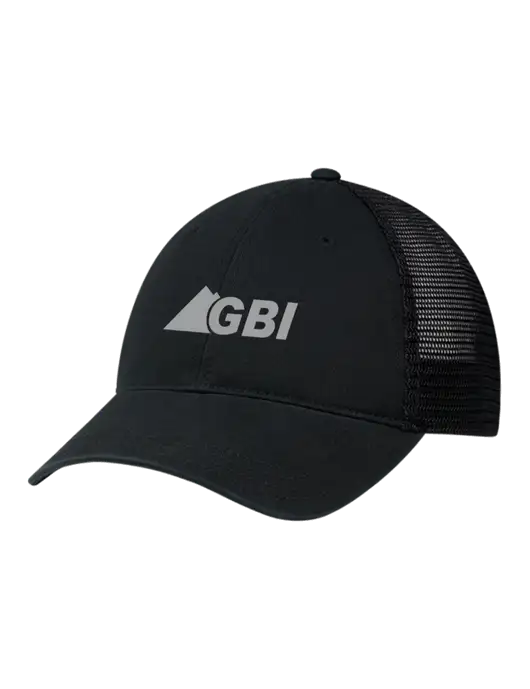 Richardson 111 Garment Washed Trucker Cap Black w/Black Mesh w/Great Basin Industrial Logo