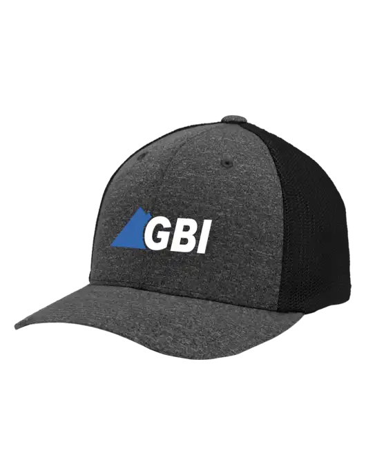 Flexfit Black/Dark Charcoal Heather Melange Mesh Back Trucker Cap w/Great Basin Industrial Logo