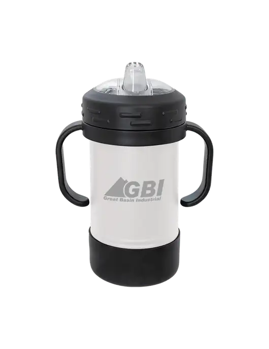 Polar Camel 10 oz Powder Coated White Sippy Cup w/Great Basin Industrial Logo