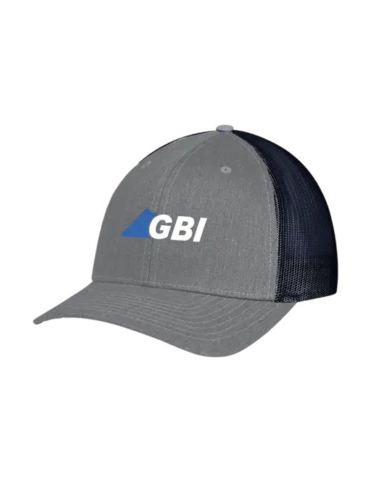 Richardson Adjustable Snapback Original 112 Trucker Cap Heather Grey w/Navy Mesh w/Great Basin Industrial Logo