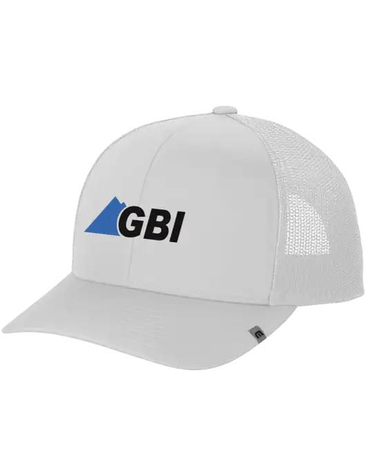 TravisMathew White Cruz Trucker Cap w/Great Basin Industrial Logo