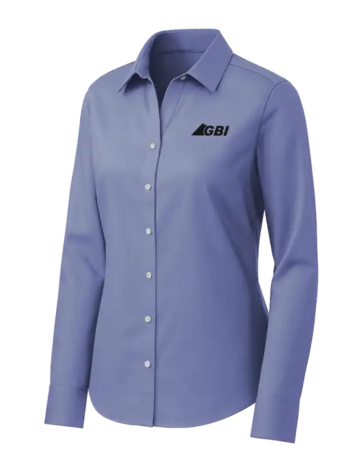 Brooks Brothers Womens Royal Blue Wrinkle-Free Stretch Pinpoint Shirt w/Great Basin Industrial Logo