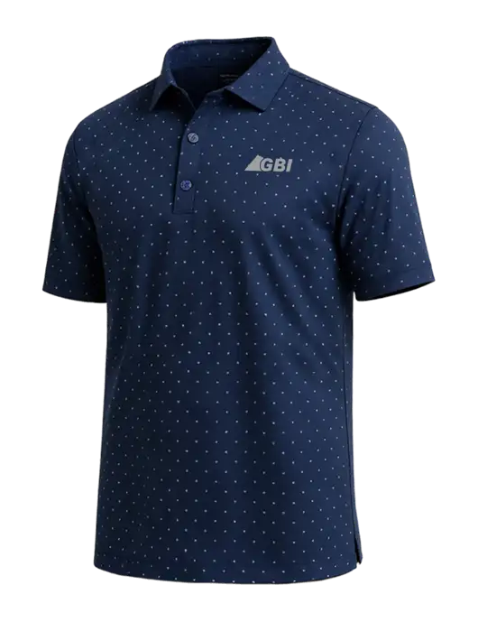 Callaway Micro Chev Dark Navy Print Polo w/Great Basin Industrial Logo