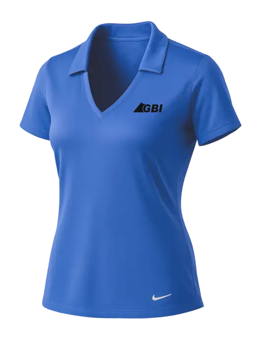 NIKE Light Royal Womens Dri-Fit Vertical Mesh Polo w/Great Basin Industrial Logo