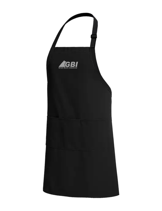 Easy Care Extra Long Bib Black Apron with Stain Release w/Great Basin Industrial Logo