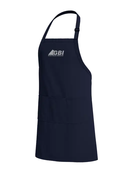 Easy Care Extra Long Bib Navy Apron with Stain Release w/Great Basin Industrial Logo